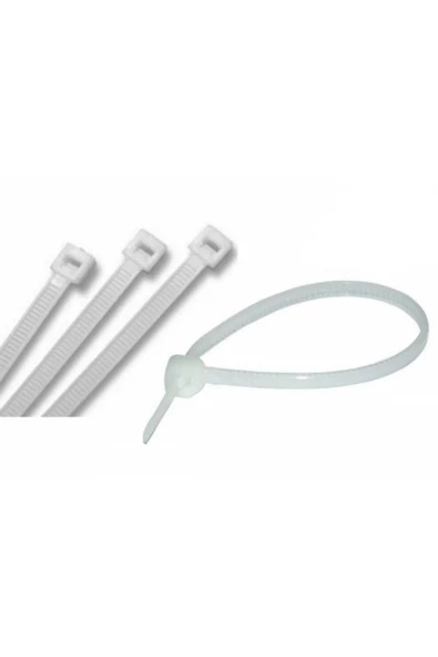 SRV Kablo Bağı Plastik Kelepçe 4.8 X 250 mm Cırt Kelepçe Beyaz 100 Adet - Resim 3