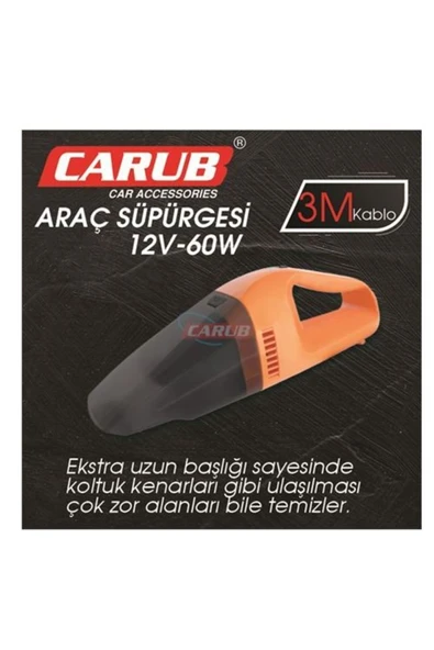 STAC P. Orginal Carub Oto Süpürge 12v Çakmaktan Turuncu Ce Belgeli - Resim 2