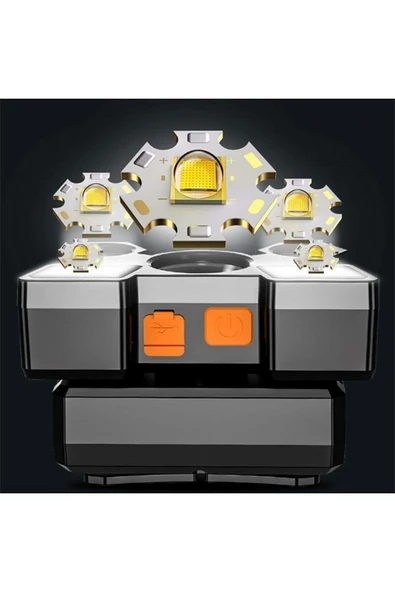 Fenercimağaza 5led Dahili Pil Usb Şarj Edilebilir Kafa Feneri Lambası - Resim 8