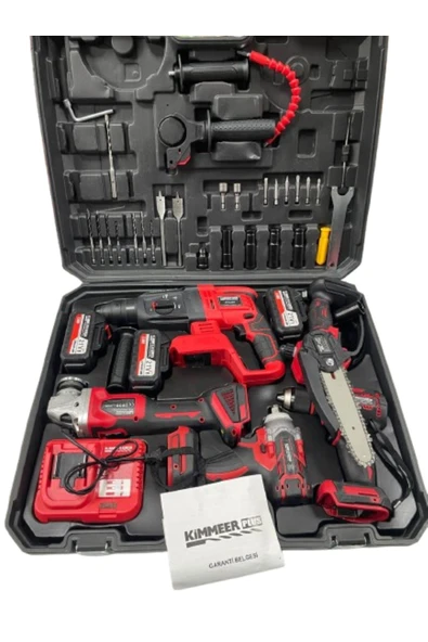 LUNAX Kimmer Plus 21v Akülü 5'li Set Kırıcı Delici Hilti Taşlama Somun Sıkma Vidalama Budama Kırmızı Renk - Resim 2