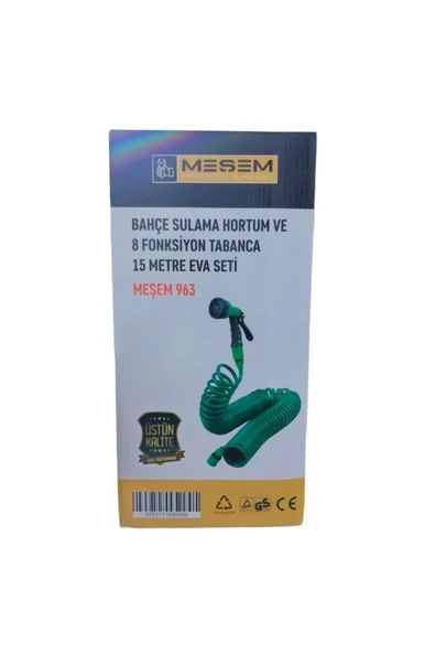 Meşem Bahçe Sulma Hortum Ve 8 Fonksiyon Tabanca 15 Metre Eva Seti ürün görseli 1
