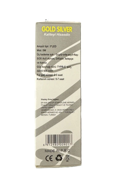 FBI Gold Silver Gs-530 Usb Şarjlı Mini El Feneri - Resim 3