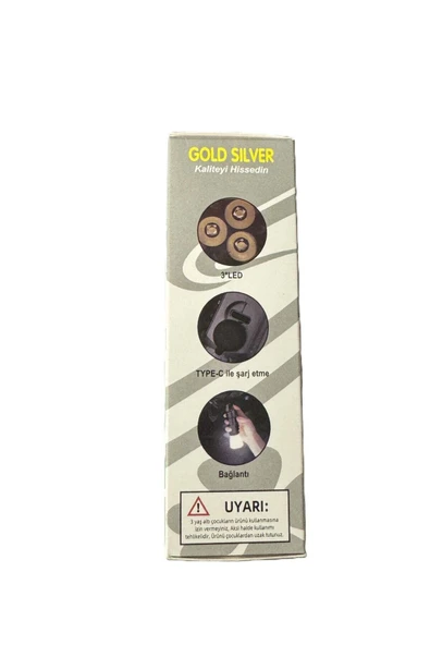 FBI Gold Silver Gs-530 Usb Şarjlı Mini El Feneri - Resim 2