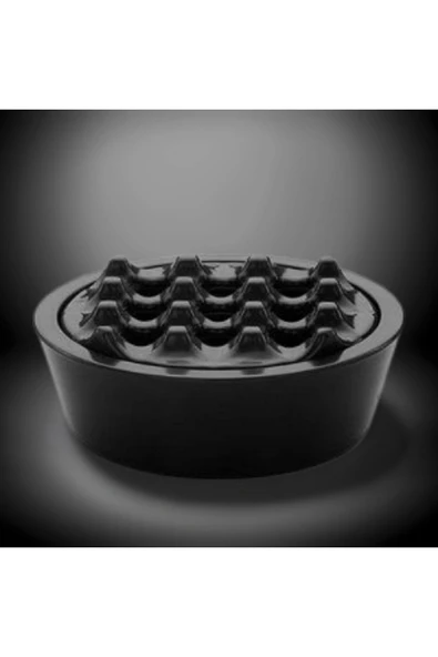 Tria Melamin Oval Kapaklı Küllük Oval-yuvarlak Kapaklı Izgaralı Küllük 11x11x3,5 Cm ( Siyah ) - Resim 2