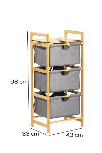 Porsima 2059 3 Katlı Ahşap Çok Amaçlı Çekmeceli Organizer Dolap - Resim 2