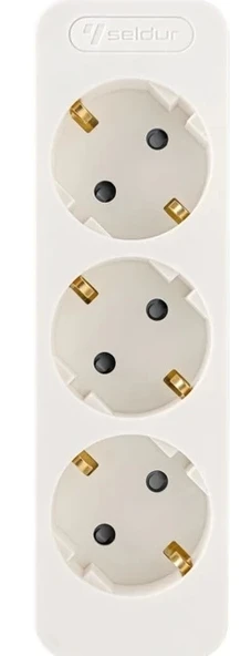 Seldur 3'lü Fiş Priz Çocuk Korumalı Beyaz ürün görseli 1