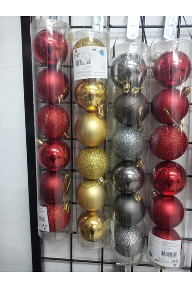 Snow Angels Kırmızı 6 Adet Parlak Yılbaşı Topu - Resim 2