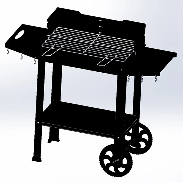 Wetterstein Tekerlekli Metal Sehpalı Mangal/Barbekü S Model - 5