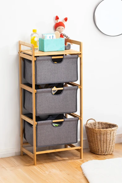 Porsima 2059 3 Katlı Ahşap Çok Amaçlı Çekmeceli Organizer Dolap - Resim 4