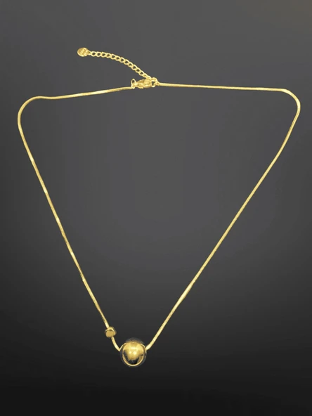 Gold Renk Toplu Model 316L Şık Trend Çelik Kolye | Minimalist ve Parlak Tasarım ürün görseli 1