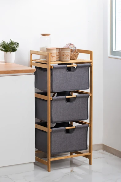 Porsima 2059 3 Katlı Ahşap Çok Amaçlı Çekmeceli Organizer Dolap ürün görseli 1