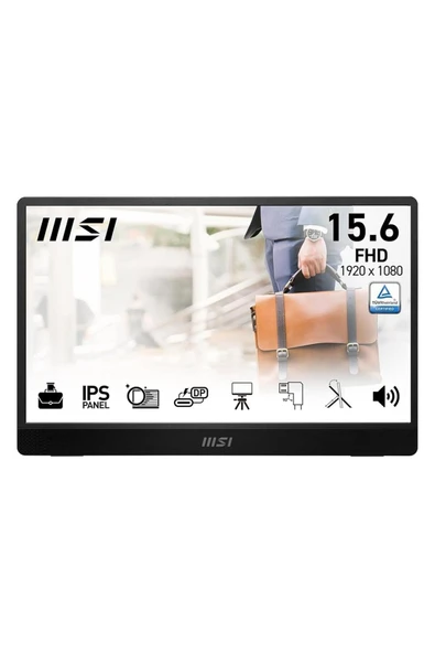 MSI 15.6" Pro Mp161 E2u 60hz 4ms Ips Fhd (TYPE-C, MİNİ HDMI) Taşınabilir Monitör - 1