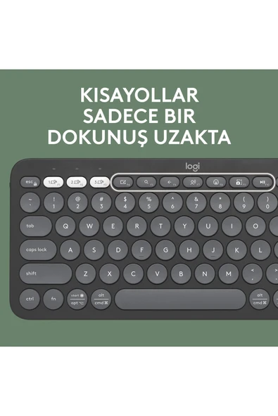 logitech K380s Pebble Keys 2 Çoklu Cihaz Özellikli Bluetooth Türkçe Q Klavye - Siyah 920-011859 - 4