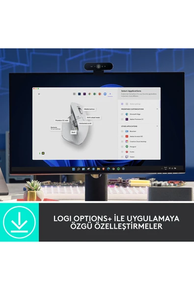logitech MX Master 3S Performans 8.000 DPI Optik Sensörlü Sessiz Kablosuz Mouse - Beyaz 910-006560 - 7