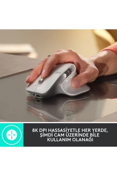 logitech MX Master 3S Performans 8.000 DPI Optik Sensörlü Sessiz Kablosuz Mouse - Beyaz 910-006560 - 2
