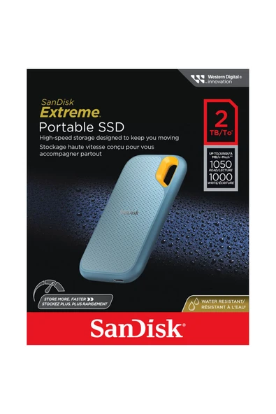 SanDisk Extreme 2TB 1050MB/sn V2 Taşınabilir SSD SDSSDE61-2T00-G25B Mavi - Resim 7