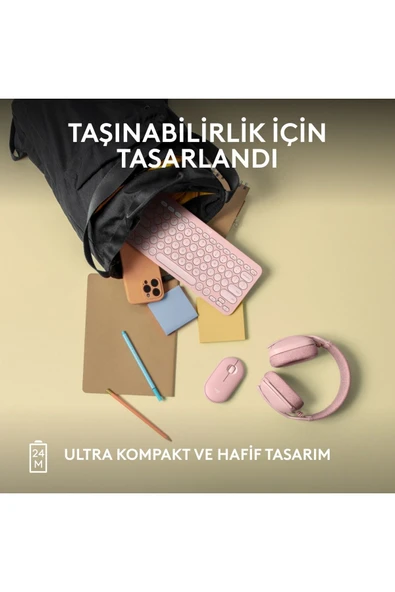 logitech M350s Pebble 2 Kablosuz Mouse - Pembe 910-007015 BLUETOOTH  (usb alıcı çıkmaz) - Resim 7