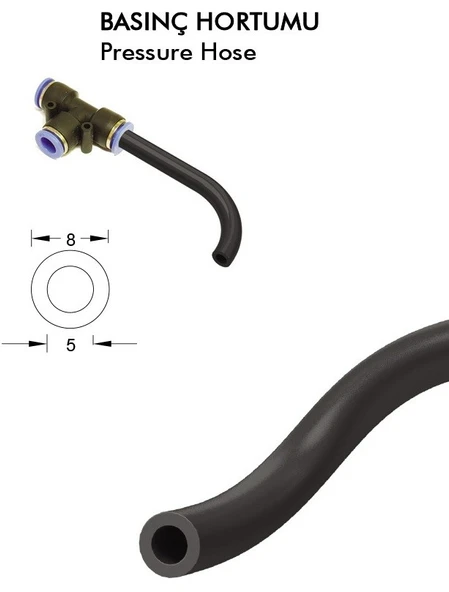 Contacall Basınç Hortumu Çok Amaçlı Hortum 8mm Çap Siyah Renk 10 Metre - 2