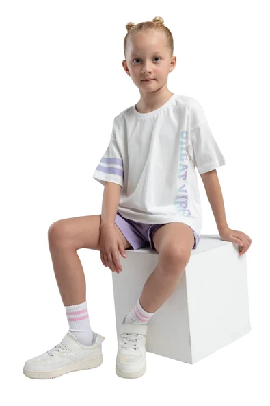 Rolypoly Kız Çocuk Garson Lila Şortlu Pijama Takım 3615 - Resim 2