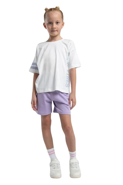 Rolypoly Kız Çocuk Garson Lila Şortlu Pijama Takım 3615 ürün görseli