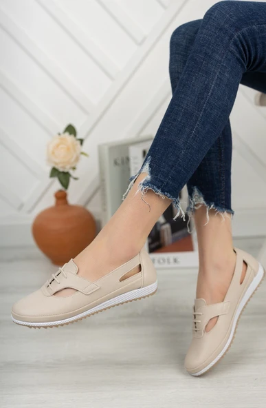 Kadın Loren Krem Günlük Ortopedik Ayakkabı - 2