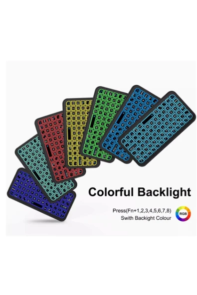 Mini Klavye Smarttv Işıklı Bluetooth Kablosuz Televizyon Ps3 Dizüstü Tabletler Ve Telefonlar İçin - 5