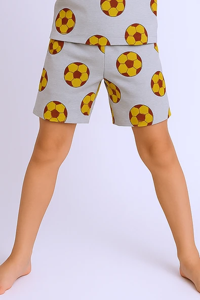 ERKEK ÇOCUK ŞORTLU TAKIM TOP BASKILI BİSİKLET YAKA B42 - 3