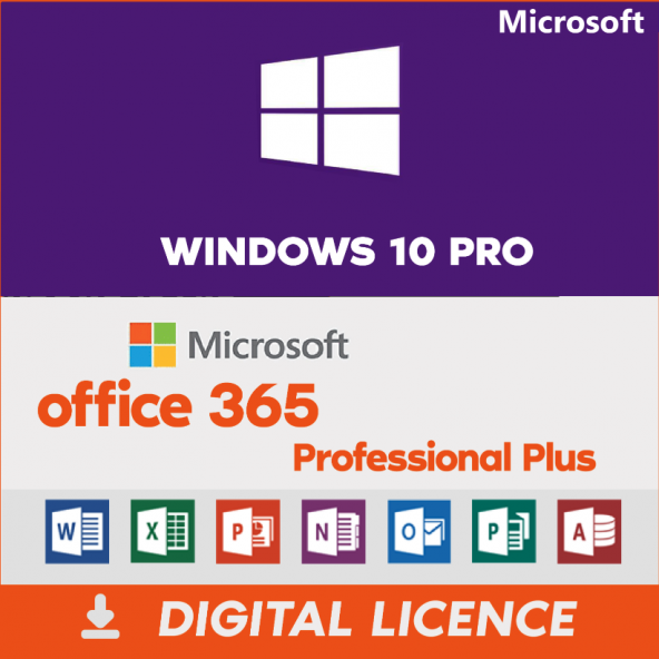 Microsoft Windows 10 Home + Office 365 Pro Plus 32-64 Bit Türkçe Destekli Adınıza / Şirketinize Fatura