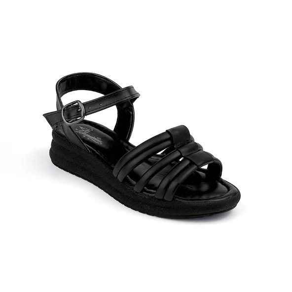 Kadın Siyah Tokalı Dolgu Topuklu Sandalet 3 Cm Günlük Rahat ürün görseli