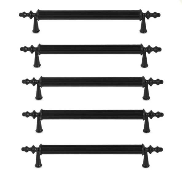 Lüx Çekmece Dolap Kapak Kulpu Siyah 128 Mm Metal Kulp 5 Adet ürün görseli
