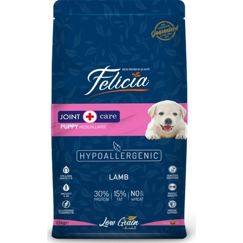 Felicia HypoAllergenic Kuzulu Büyük Irk Düşük Tahıllı Yavru Köpek Maması 15kg ürün görseli