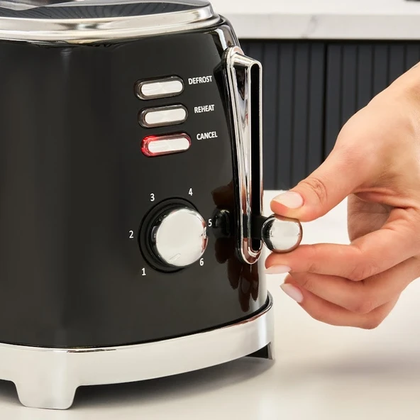 Homend Vintage Breadfast 1527H 2 Dilim Kapasiteli Ekmek Kızartma Makinesi Siyah - Resim 4