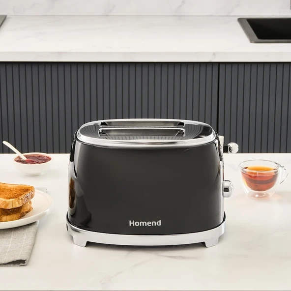 Homend Vintage Breadfast 1527H 2 Dilim Kapasiteli Ekmek Kızartma Makinesi Siyah - Resim 5