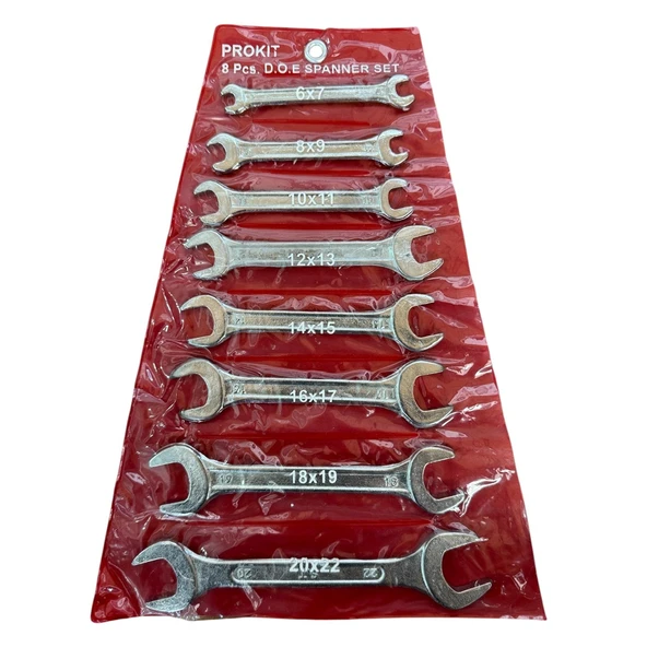Poşetli Açık İki Ağız Anahtar Takımı Seti 8 Parça ürün görseli