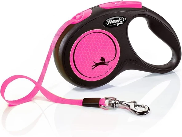 Flexi New Neon Otomatik Şerit Köpek Gezdirme Kayışı 5m [S] (Pembe) ürün görseli 1