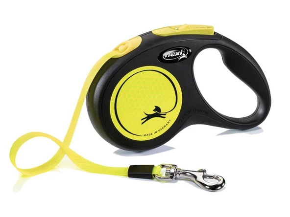 Flexi New Neon Otomatik Şerit Köpek Gezdirme Kayışı 5m [S] (Sarı) ürün görseli 1