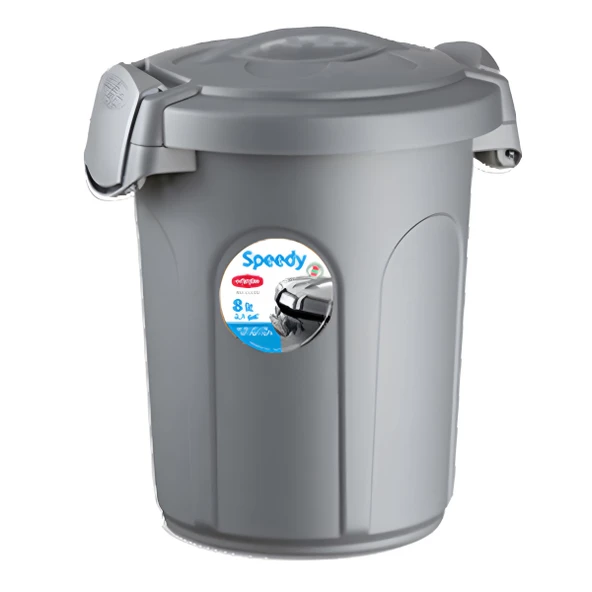 Stefanplast Speedy Yuvarlak Mama Saklama Kabı Gri 8Lt