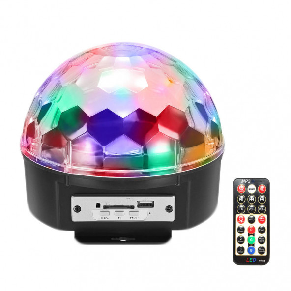 Küre Disko Topu Müzik Çalar Renkli Lazer Işıklı Bluetooth Sese Duyarlı Işıklar