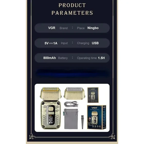 VGR V-337 Elektrikli Tıraş Makinesi Düzeltici Metal 7500 Rpm IPX6 - Resim 5