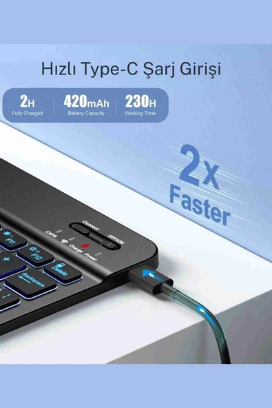 Galaxy Tab S10 FE Uyumlu 10.9" Klavyeli Tablet Kılıfı - Resim 4