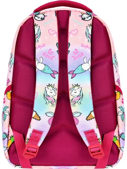 Pembe Unicorn Desenli Kız İlkokul Sırt Çantası + Beslenme Çantası (2307) - 7
