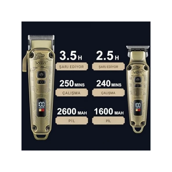 VGR Orijinal Vgr V-643 Profesyonel Saç Düzeltici Erkekler Için Set Elektrikli Yıkanabilir Sakal Saç Kesme Şarj Edilebilir Kesimi Makinesi - Resim 4
