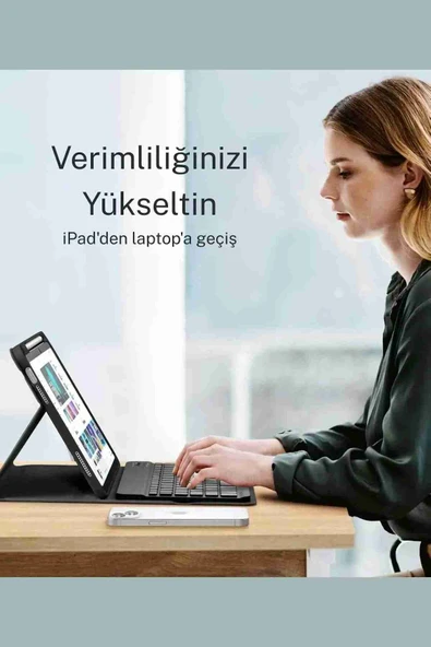 Galaxy Tab S10 FE Uyumlu 10.9" Klavyeli Tablet Kılıfı - Resim 6