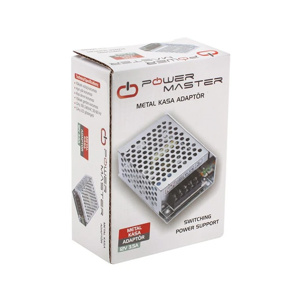 Powermaster PM-14065 12 Volt - 3.5 Amper - 42 Watt Metal Kasa Adaptör - Resim 3