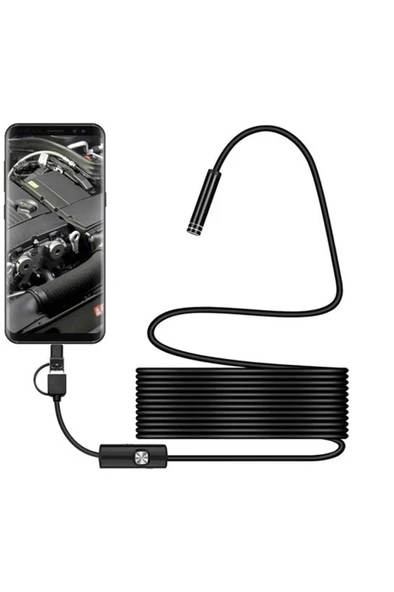 Endoskop 3 İn 1 Yılan Kamera Usb Micro Usb Type-c 20 Metre Sert Kablo - 3