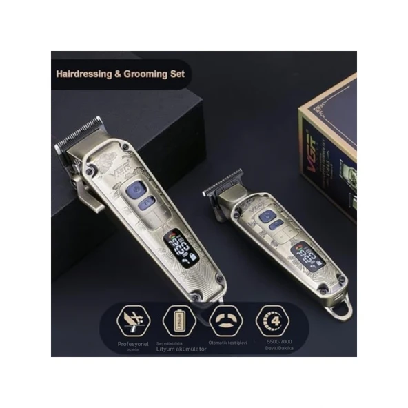 VGR Orijinal Vgr V-643 Profesyonel Saç Düzeltici Erkekler Için Set Elektrikli Yıkanabilir Sakal Saç Kesme Şarj Edilebilir Kesimi Makinesi - Resim 5