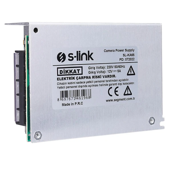 S-Link SL-KA65 12 Volt 5 Amper 65 Watt Metal Kasa Adaptör ürün görseli 1