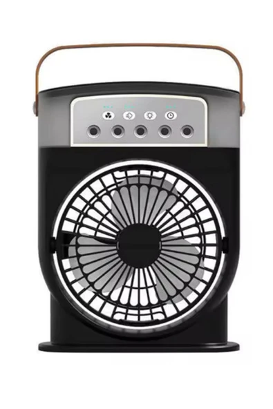 Şarjlı 600 Ml Su Hazneli Taşınabilir Masaüstü Vanilatör  Güçlü Fan Ve 2000 Mah Pil Siyah