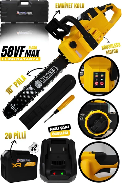 MURCELL AKÜLÜ TESTERE 20 PİLLİ SARI