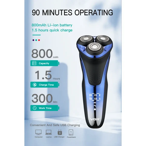 VGR V-306 Islak Ve Kuru Şarjlı Tıraş Makines - 8